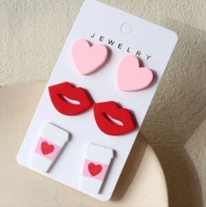 3 pair of cute valentines earings